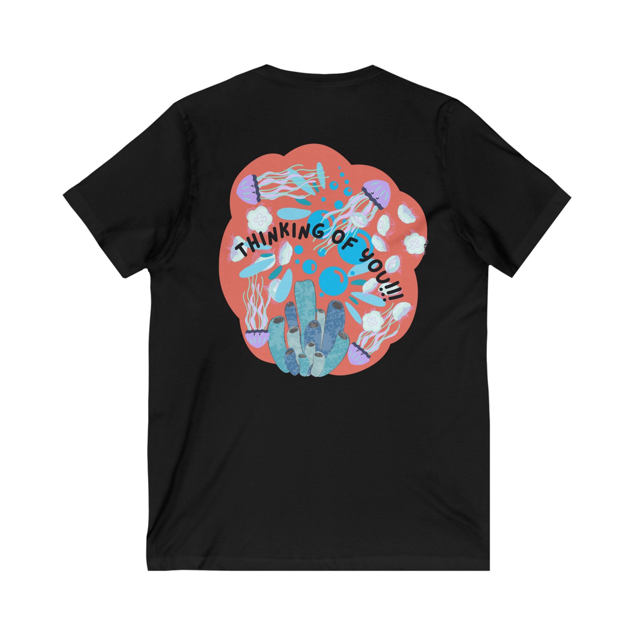 Thoughtful V-Neck Tee, Graphic Tee, Gift for Her, Casual Wear, Summer Fashion, Thinking of You Shirt