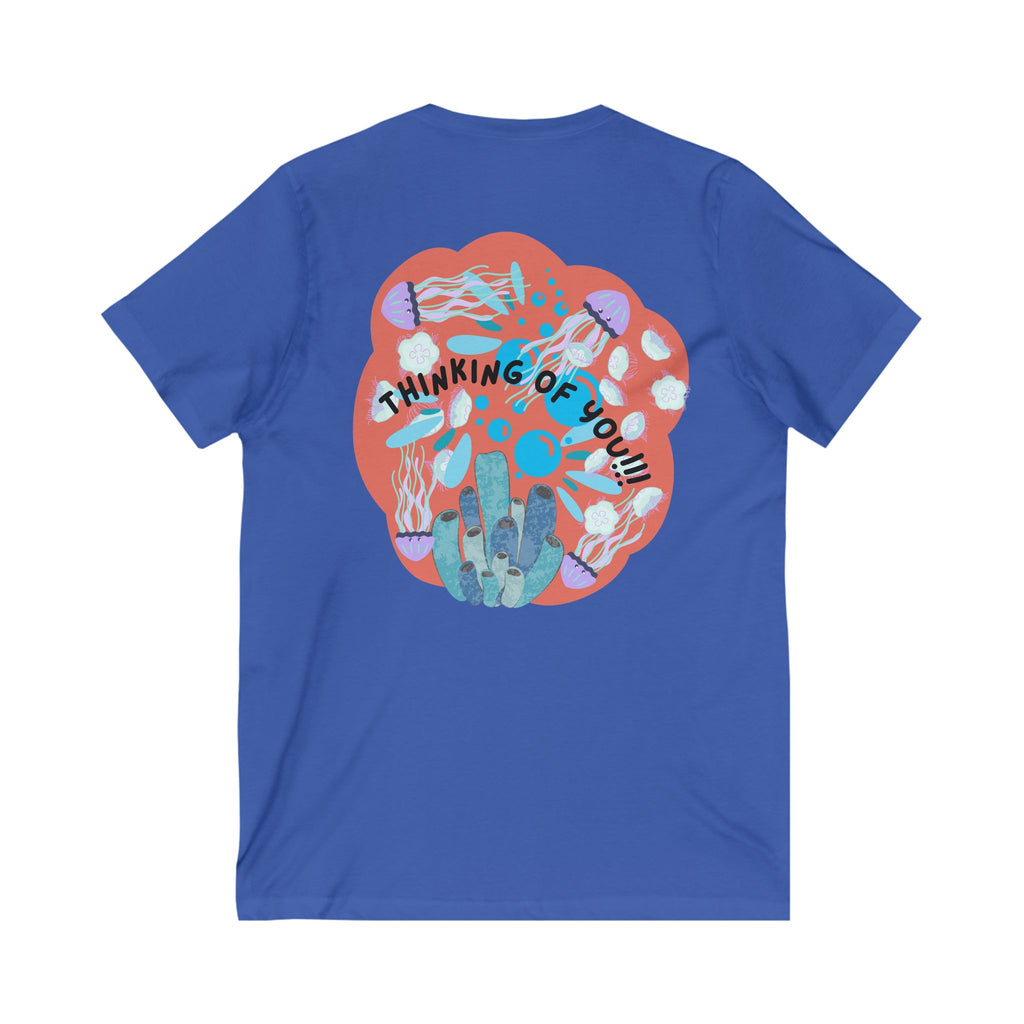 Thoughtful V-Neck Tee, Graphic Tee, Gift for Her, Casual Wear, Summer Fashion, Thinking of You Shirt