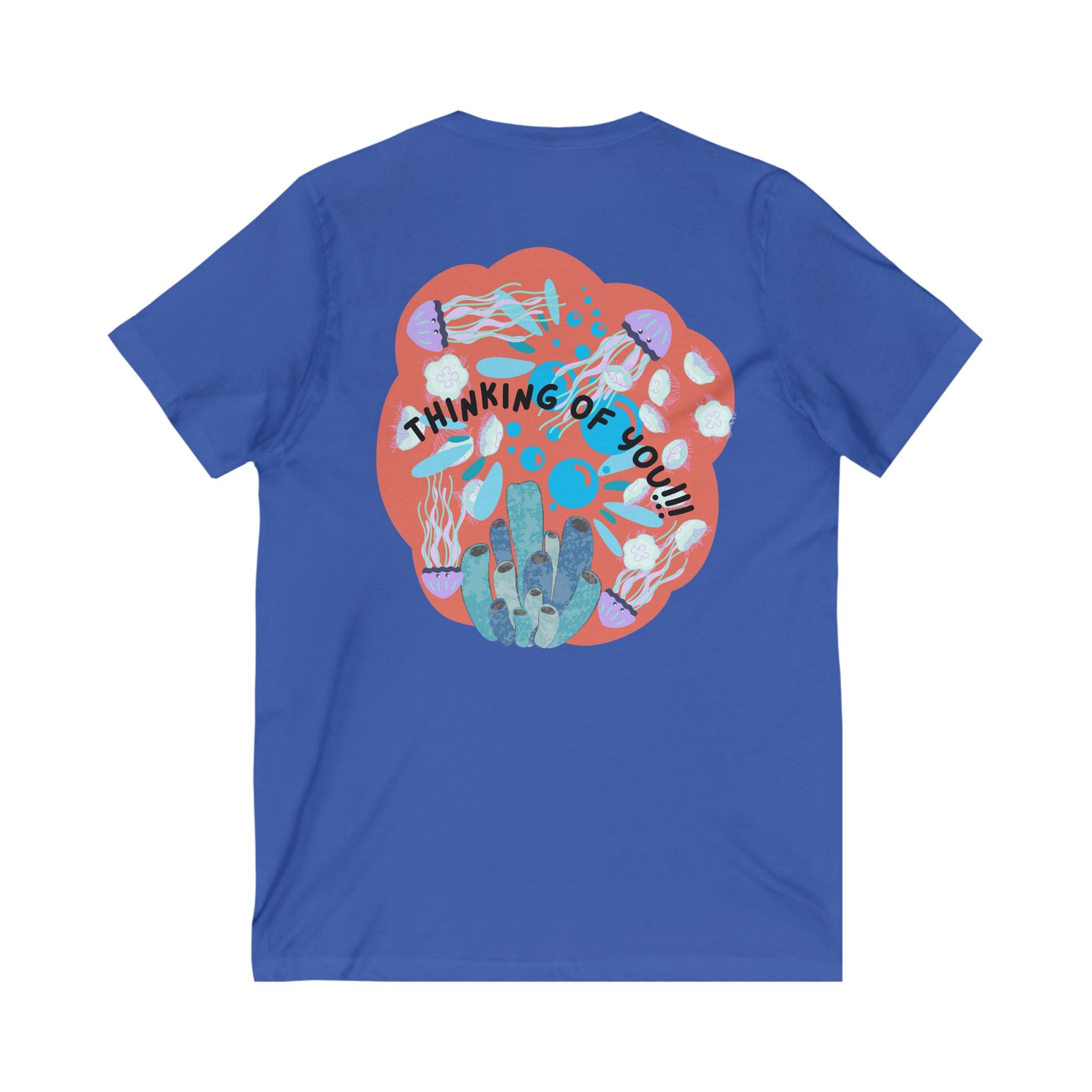 Thoughtful V-Neck Tee, Graphic Tee, Gift for Her, Casual Wear, Summer Fashion, Thinking of You Shirt