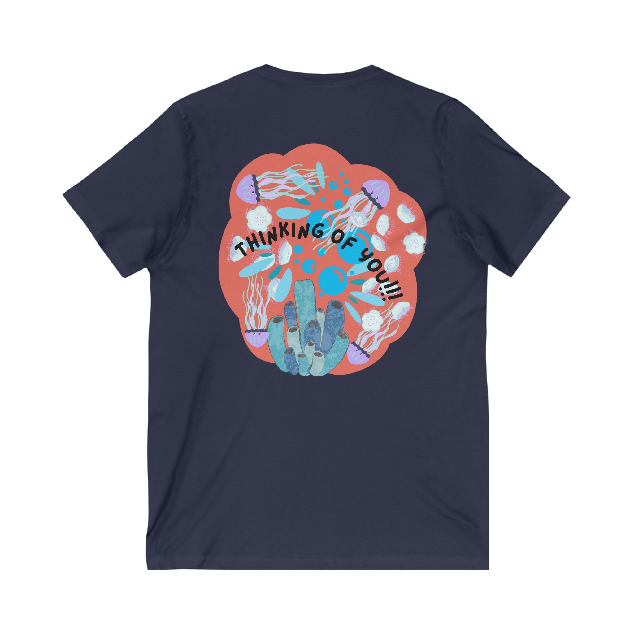 Thoughtful V-Neck Tee, Graphic Tee, Gift for Her, Casual Wear, Summer Fashion, Thinking of You Shirt