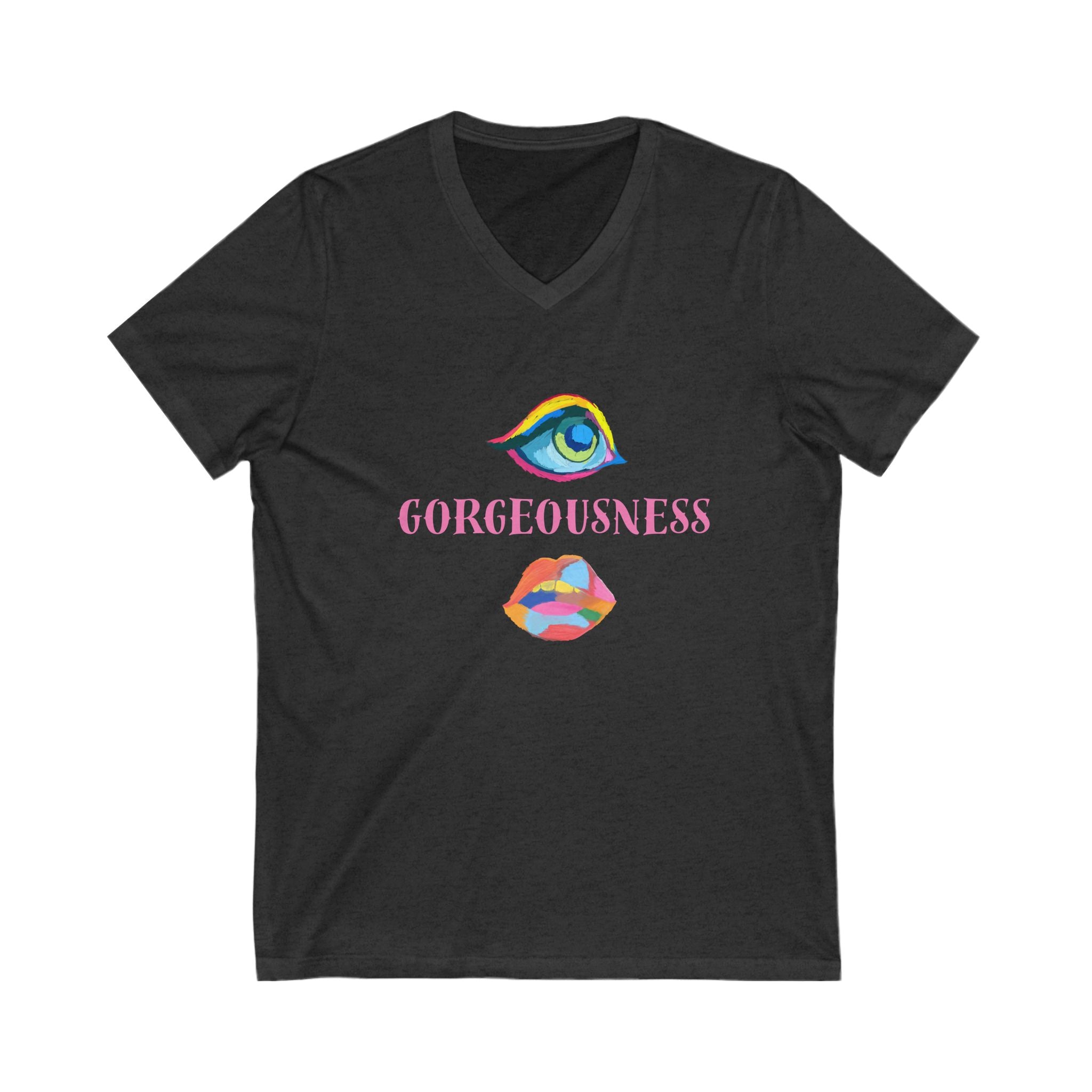 Gorgeousness V-Neck Tee, Unisex Graphic Shirt, Fashion Tee, Colorful Art Shirt, Trendy Gift, Casual Wear, Birthday Apparel