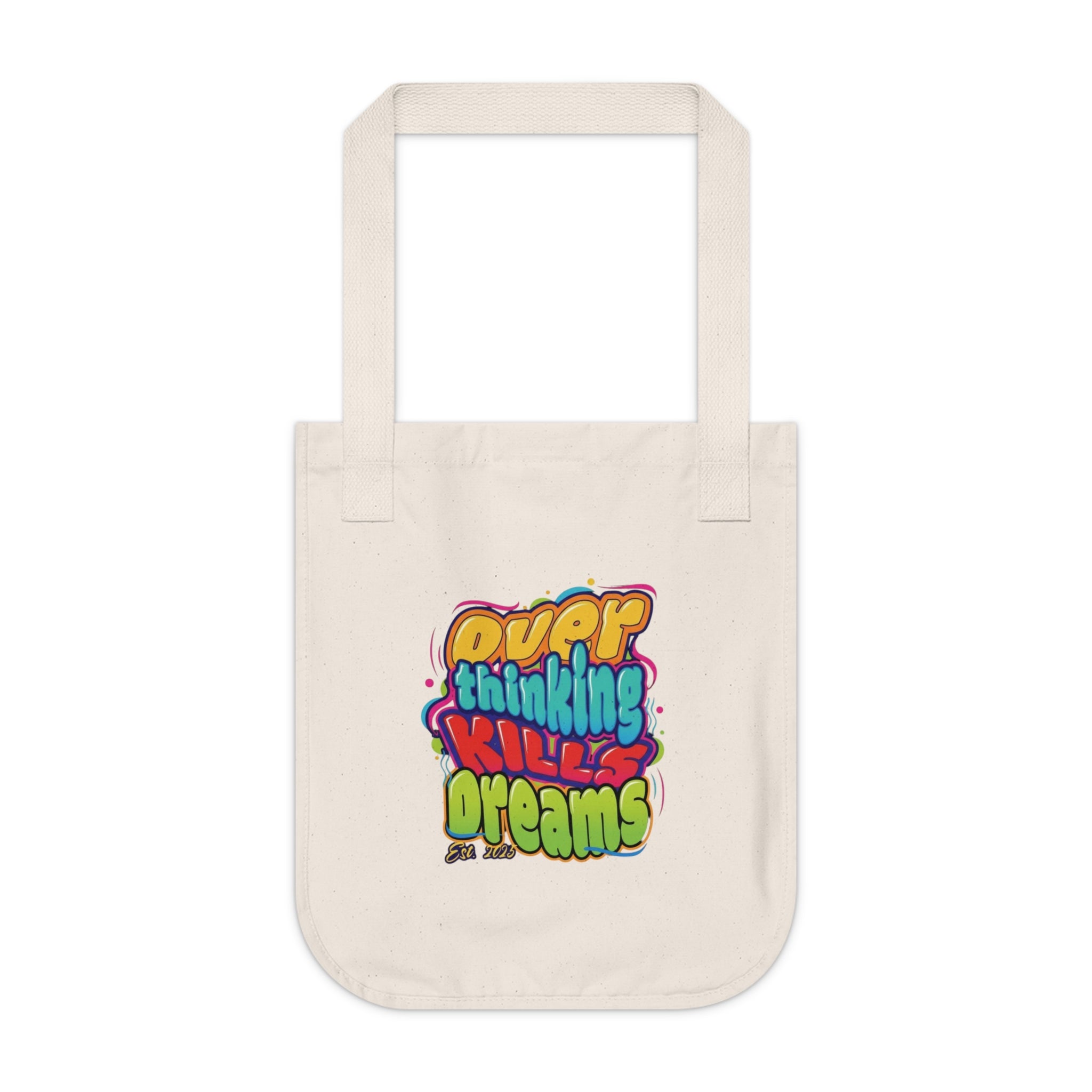Colorful Organic Canvas Tote Bag with Motivational Quotes