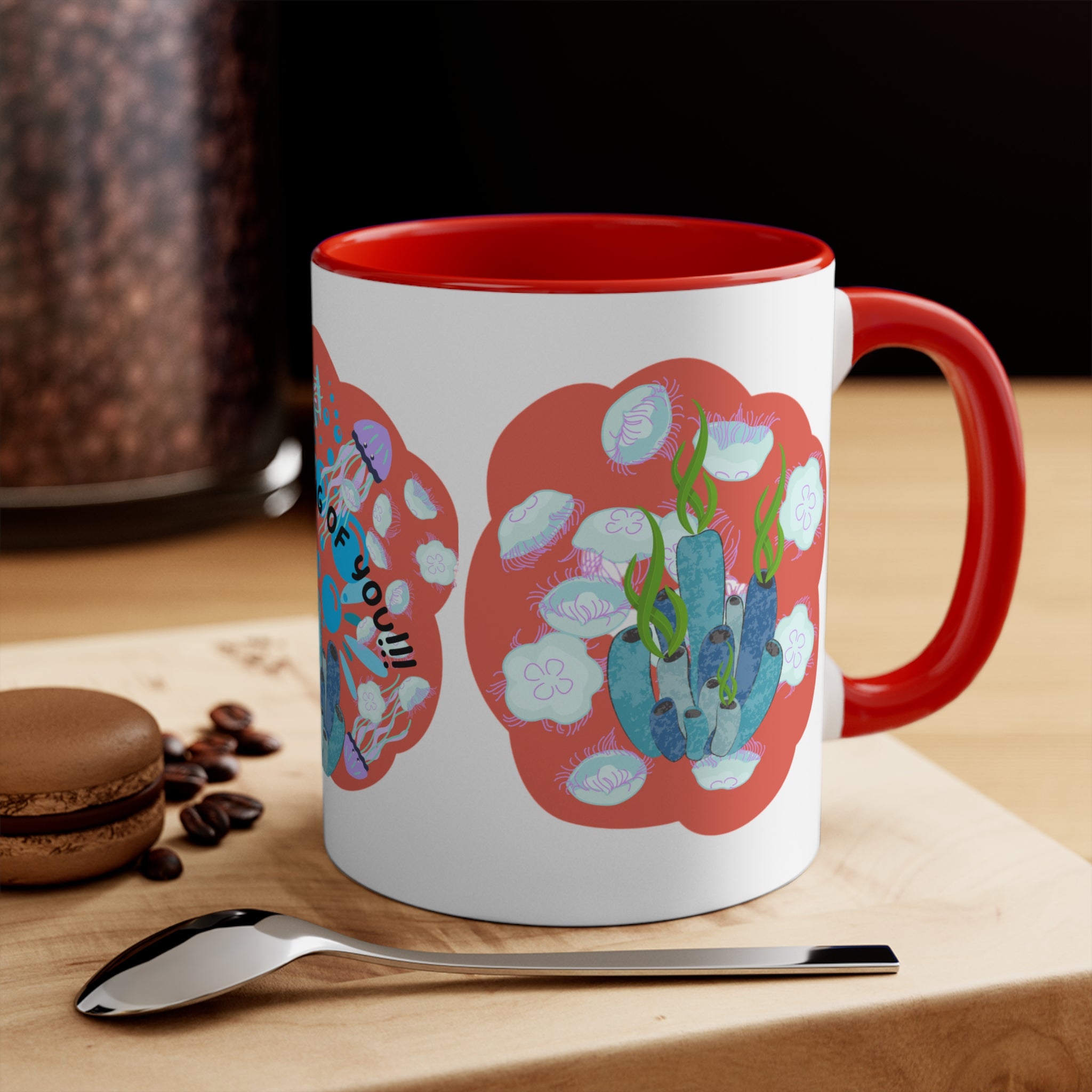 Thinking of You Accent Mugs | Colorful Ocean Design, Unique Gift for Coffee Lovers, Thoughtful Present for Friends, Home Decor, Sea Life Mug