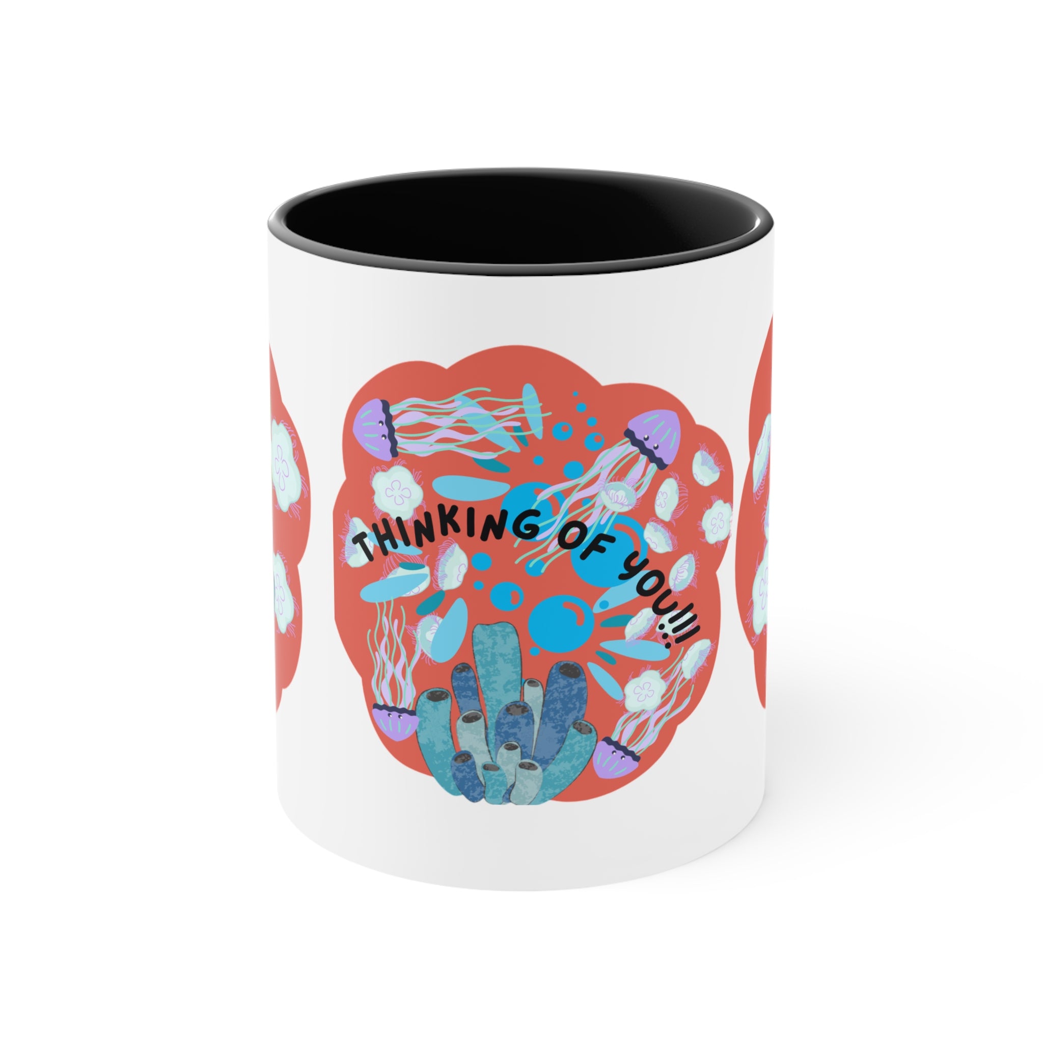 Thinking of You Accent Mugs | Colorful Ocean Design, Unique Gift for Coffee Lovers, Thoughtful Present for Friends, Home Decor, Sea Life Mug