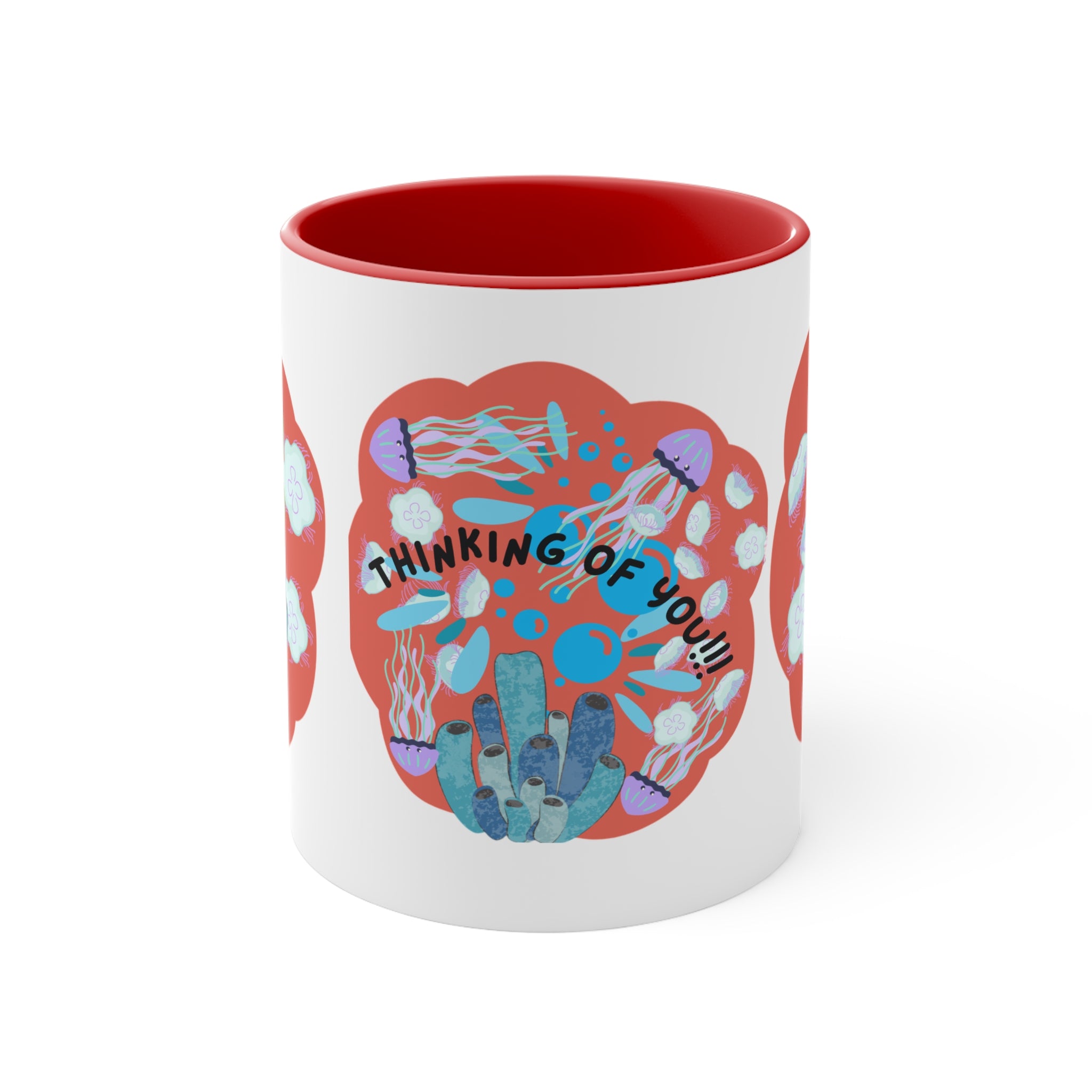 Thinking of You Accent Mugs | Colorful Ocean Design, Unique Gift for Coffee Lovers, Thoughtful Present for Friends, Home Decor, Sea Life Mug